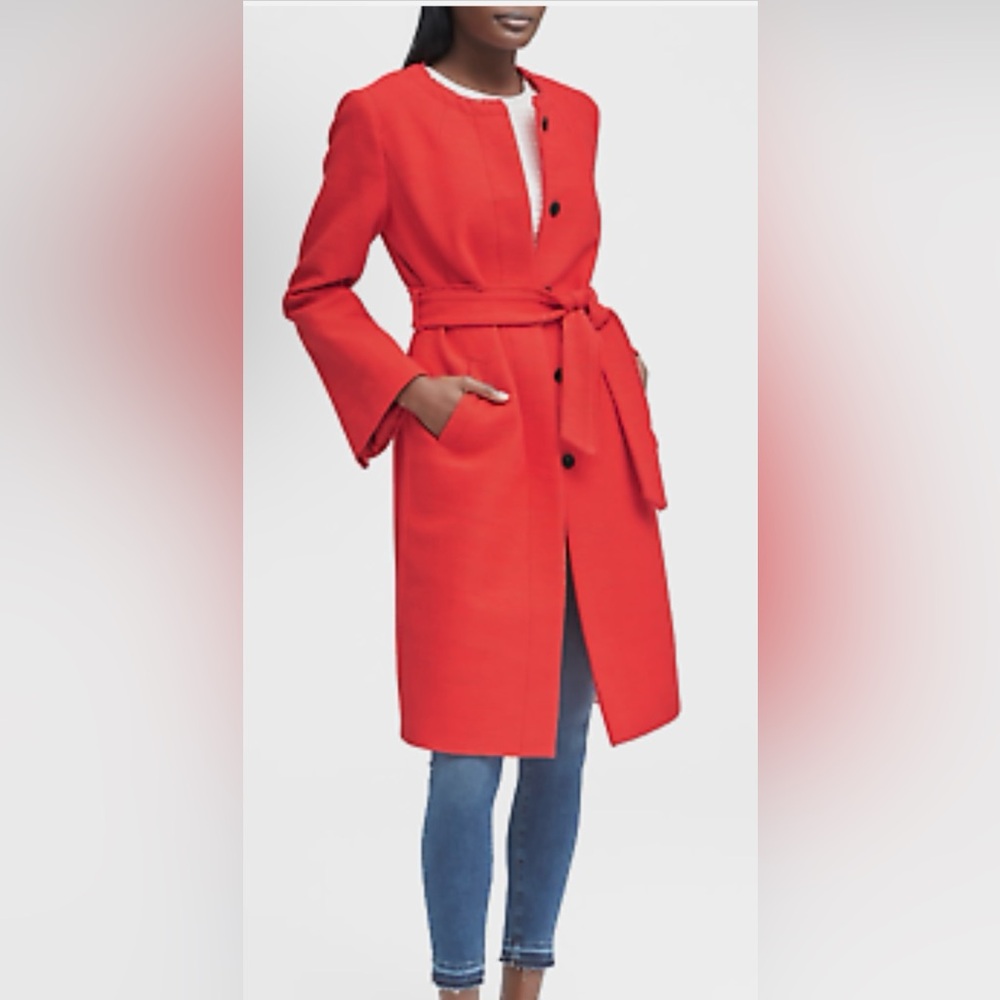 Banana Republic Red belted boucle Trench